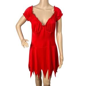 Vtg Red Devil Costume Milkmaid Mini Cosplay Dress SZ 1X/2X